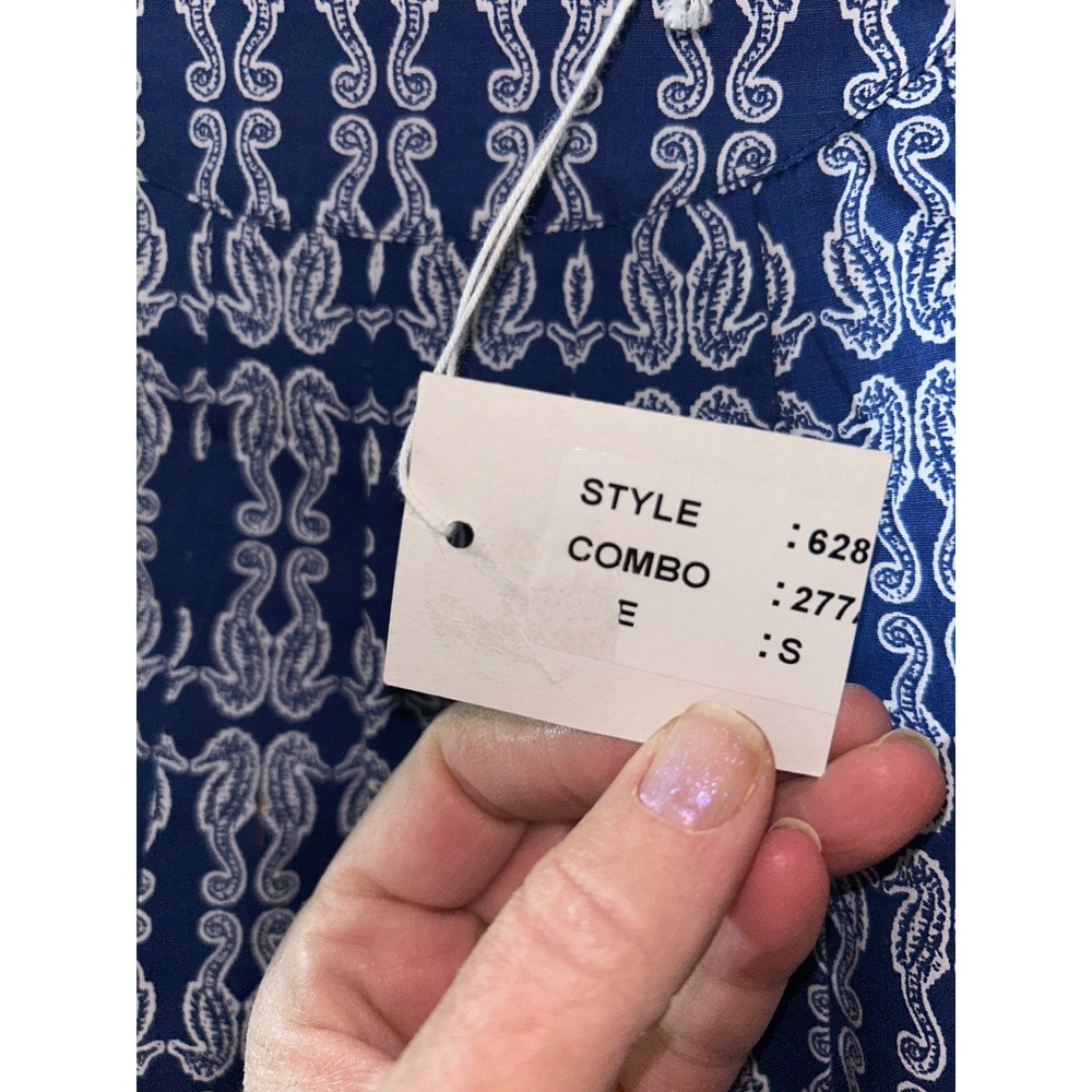 Dizzy Lizzie Blue Seahorse Print Sleeveless Shift Dress Pink Lining 628 S - Picture 4 of 8